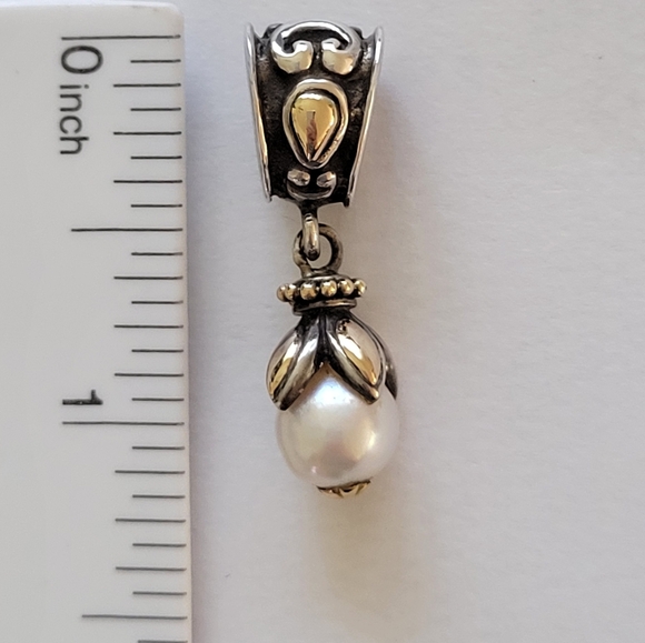 John Hardy Pearl Drop Pendant 18kt Gold accents &.925 silver - Picture 5 of 6